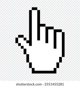 Pixel hand cursor icon. Hand clicking icon. Finger cursor icon. Cursor icon. Vector hand pointer