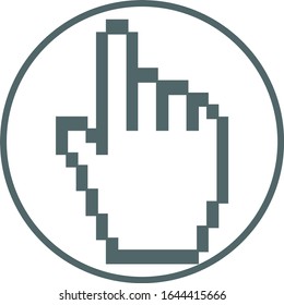 Pixel hand cursor icon. Vector illustration