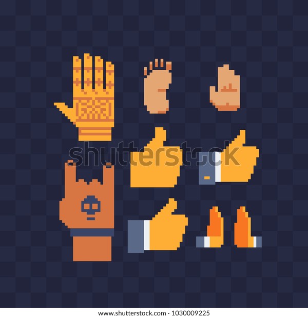 Pixel Hand Cursor Icons Set Rock Stock Vector (Royalty Free) 1030009225 ...