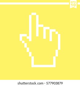 Pixel hand cursor. Vector icon.