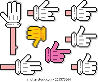 Pixel Hand Cursors Cartoon Style Set of colored pixel hand computer cursors in cartoon style. Very easy to change some elements and to customize colors. See other pixel cursors in my portfolio.