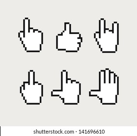 Pixel hand cursors collection