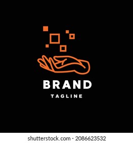 pixel Hand fire vintage logo for brand and company	