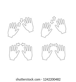 Pixel hand gesture. Computer nonverbal communication web symbols, movement or position to show direction