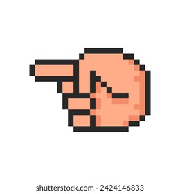 Pixel hand, hand gesture in the form indicates left.