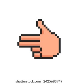 Pixel hand, hand gesture in the form of a pistol symbol.