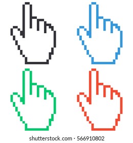 Pixel Hand Icon Colored Vector Set Stock Vector (Royalty Free ...