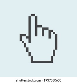 Pixel hand icon gray. Vector illustration