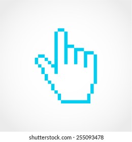 Pixel hand Icon Isolated on White Background