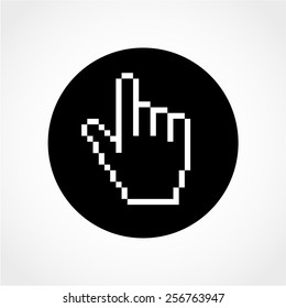 Pixel hand Icon Isolated on White Background