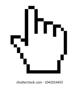 pixel hand icon on white background. hand cursor icon flat style. pixel hand sign. hand click icon. 