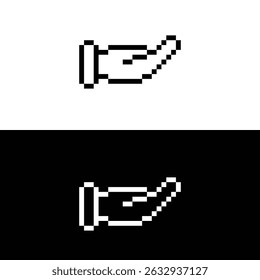 pixel hand icon. Vector pixel art arm 8 bit  logo for game