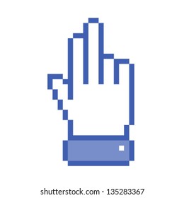 Pixel hand icon, vector illustration