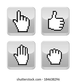 Pixel hand icons. Vector illustration. Mobile application design.