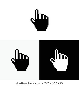 ilustração do design do ícone do logotipo da mão de pixel