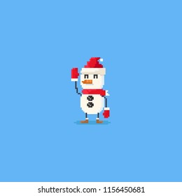Pixel entrega el carácter de muñeco de nieve.8 bits.