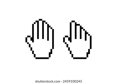 Pixel hand vector icon. Pointer hand pixel -based vector.