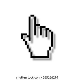 pixel hand   - vector icon with shadow