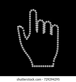 Pixel hand white icon .