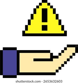 Vetor de ícone de perigo de alça de pixel, indicando cuidado ou uma situação perigosa em um estilo de 8 bits. Perfeito para alertas de jogos, sinais de aviso ou temas de segurança retro.