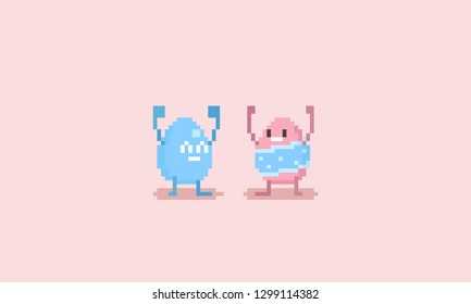 Pixel happy easter egg character.Easter.8bit.