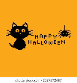 pixel happy halloween icon 8 bit, pixel art Halloween  card logo.