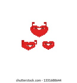 Pixel happy healthy heart cartoon.8bit Character.