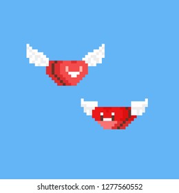 Pixel Happy Hearts Box With Wings.Valentine's Day.8bit.