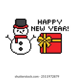 pixel Happy New Year icon 8 bit loading