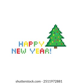 pixel Happy New Year icon 8 bit loading