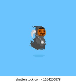 Pixel happy pumpkin head reaper.8bit.