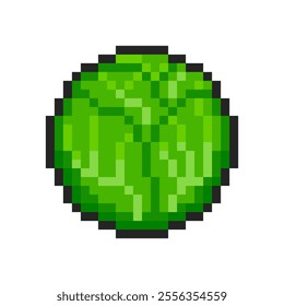 Pixel head of cabbage isolated on transparent background. Pixelated badge, game asset or computer arcade item. Vegetable icon. Vector pixel art illustration in 16 bit old style.