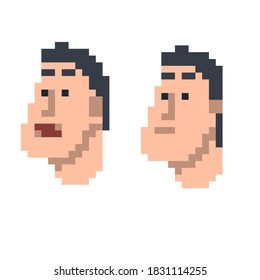 Pixel head. Talking head, vector illustration