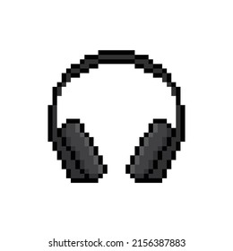 icono Auriculares en píxeles.  Arte de píxeles vectores Auriculares logotipo de 8 bits para juego