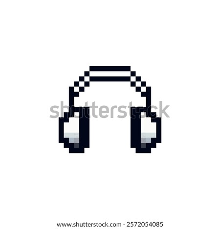 Pixel headphones vector icon. Headphones in pixel 8 style. Computer device for music vector. Headphones icon.