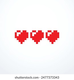 Pixel health bar hearts. Vector illustration