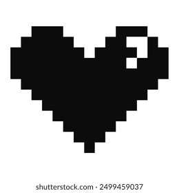 Pixel heart 8 bit y2k retro game illustration. Heart gamer health sign. Pixel graphic. Mood of 90 s aesthetics.