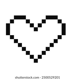 Pixel heart 8 bit y2k retro game illustration. Heart gamer health sign. Pixel graphic. Mood of 90 s aesthetics.