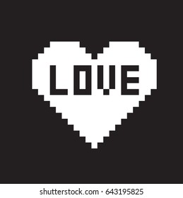 Pixel heart art. Flat design. Vector illustration.