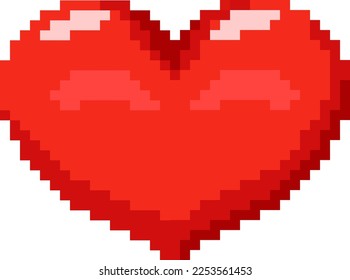 El corazón de Pixel se acerca sobre un fondo blanco. Día de San Valentín
