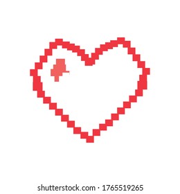 Pixel heart flat style icon design of love passion and romantic theme Vector illustration
