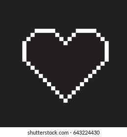 Pixel heart icon. Flat design. Vector.