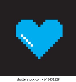 Pixel heart icon. Flat design. Vector illustration.