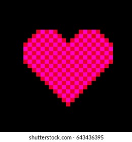 Pixel heart icon. Flat design. Vector illustration.