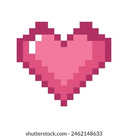 Icono de corazón de píxel aislado sobre fondo blanco. Ilustración vectorial de 8 bits.