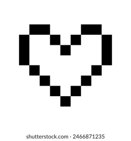 Pixel heart icon or logo. Heart shape for design for Valentine's day. Vector illustration isolated on white background. EPS 10