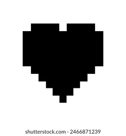 Pixel heart icon or logo. Heart shape for design for Valentine's day. Vector illustration isolated on white background. EPS 10