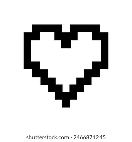 Pixel heart icon or logo. Heart shape for design for Valentine's day. Vector illustration isolated on white background. EPS 10