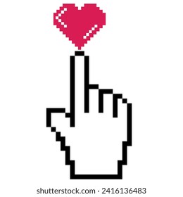 Pixel heart icon Love symbol, mini heart.