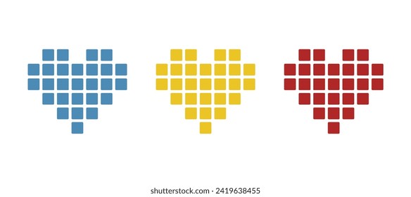 pixel heart icon on white background, vector illustration